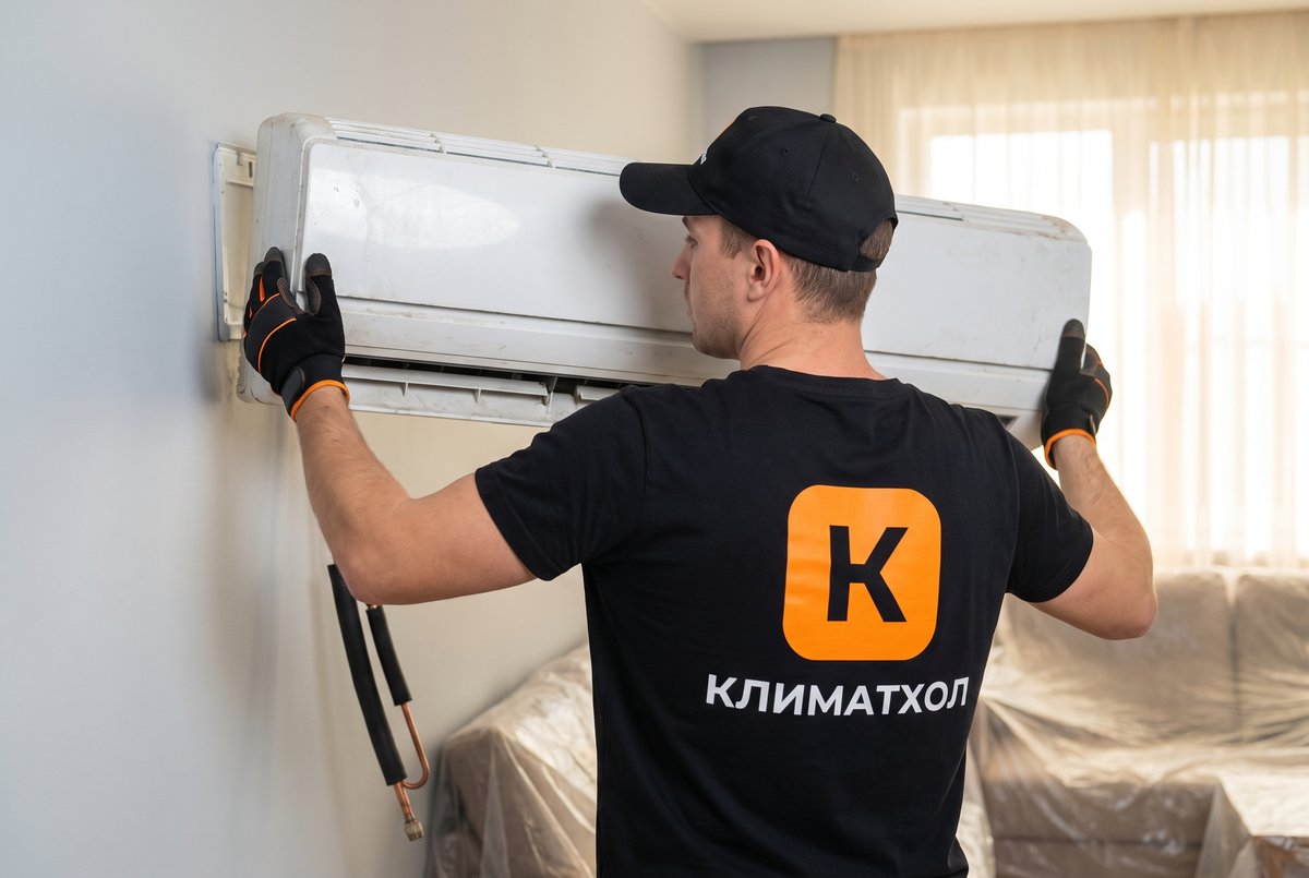 Демонтаж наружного блока кондиционера промышленным альпинистом
